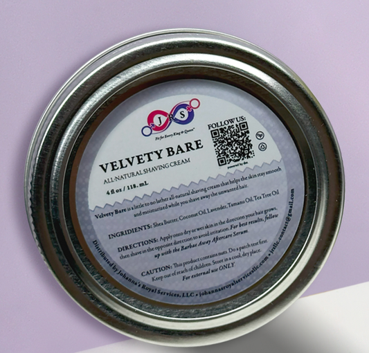 The lid of the Velvety Bare Shaving Cream jar